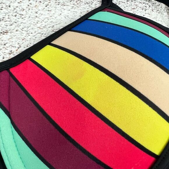 Victoria's Secret PINK Strappy Bikini Top Multicolor Striped Size L - Picture 3 of 9